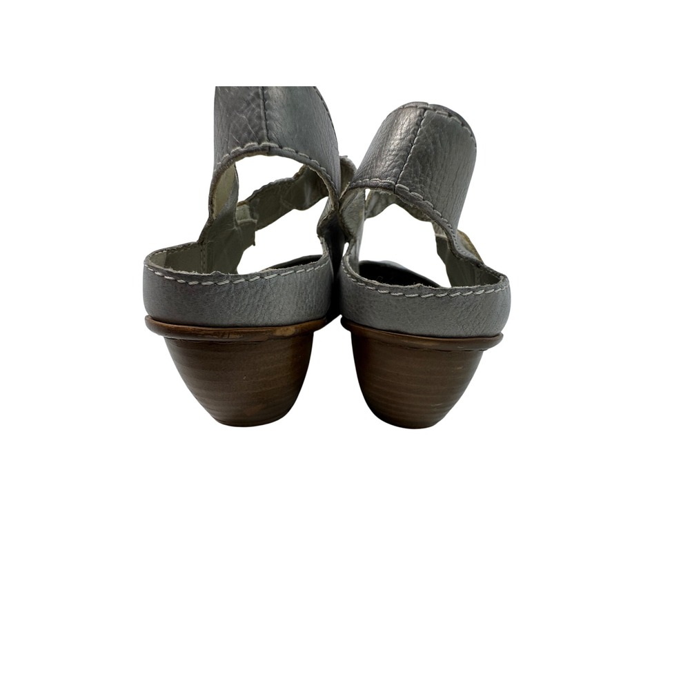 Rieker Antistress Mary Jane Pumps Womens 40 Silver Pewter Leather Slingback Heel - Picture 12 of 14